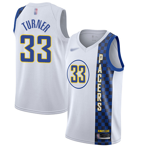 Men's Nike Indiana Pacers #33 Myles Turner White Basketball Swingman City Edition 2019 20 Jersey