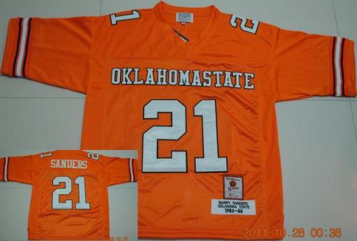 Oklahoma State Cowboys 21 Barry Sanders Orange NCAA Jerseys