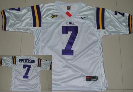 LSU Tigers 7 Patrick Peterson White College Football Jersey