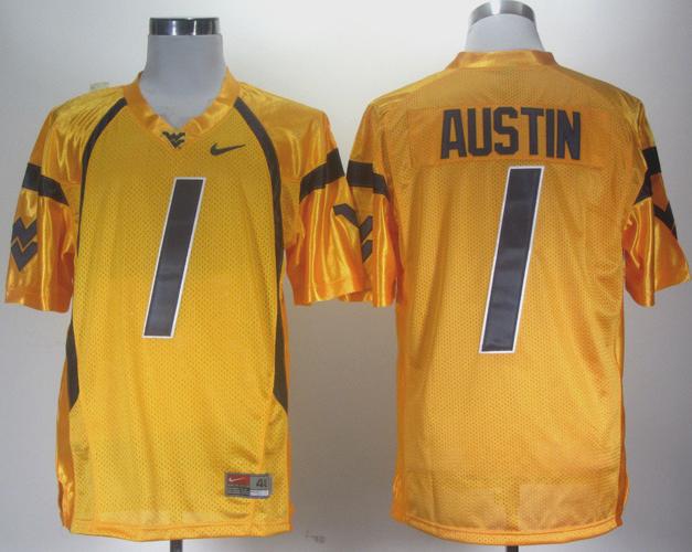 West Virginia Mountaineers 1 Tavon Austin Yellow College Football NCAA Jersey