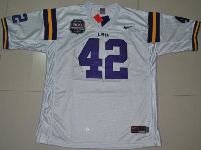 LSU Tigers 42 Michael Ford White 2012 BCS Patch College Football Jersey