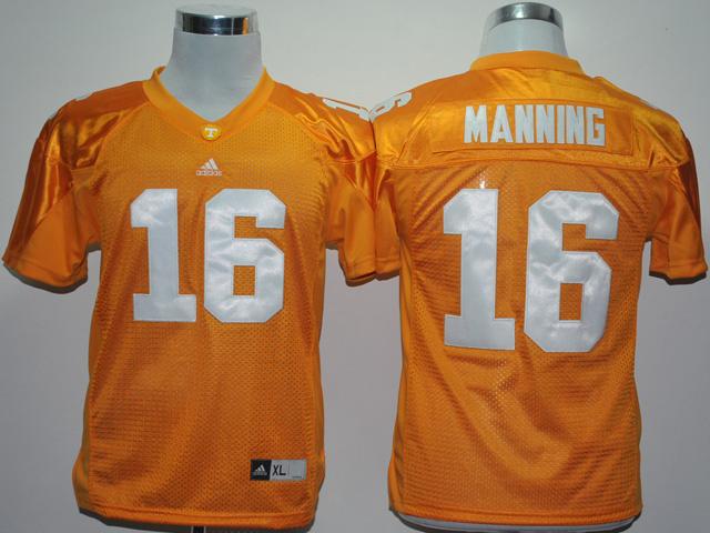 Kids Tennessee Volunteers 16# Peyton Manning Yellow College Football Jersey