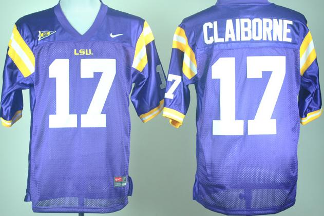 LSU Tigers 17# Morris Claiborne Purple College Football NCAA Jersey