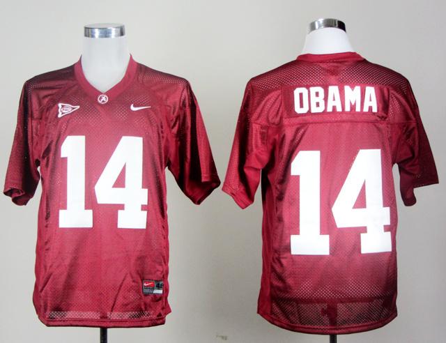 Alabama 14th Championship Anniversary President Barack Obama 14 Crimson College Football Jersey