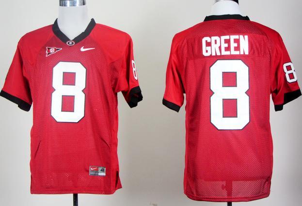 Georgia Bulldogs 8# AJ Green Red College Football NCAA Jerseys