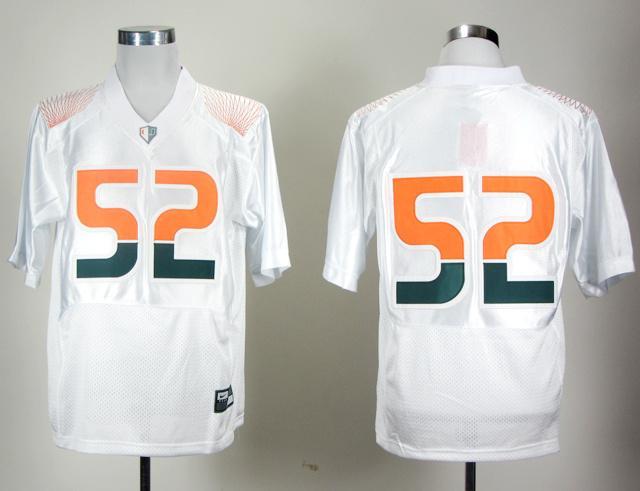 Miami Hurricanes 52# Ray Lewis White Pro Combat College Football Jersey
