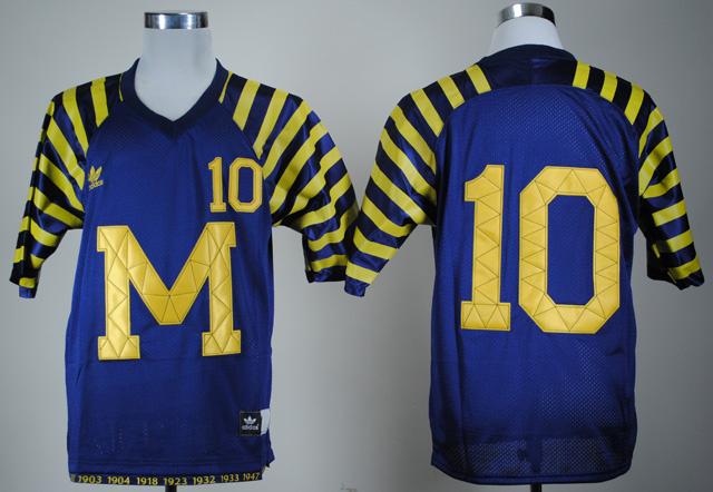 Michigan Wolverines 10# Tom Brady Under The Lights Blue College Football Jersey