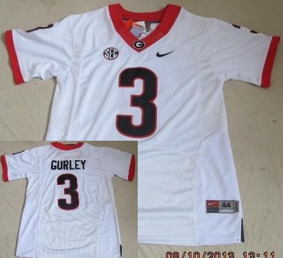 Georgia Bulldogs 3 Todd Gurley White 2012 SEC Patch College NCAA Jersey