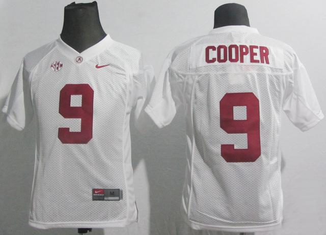 Kids Alabama Crimson Tide 9 Amari Cooper White College Football NCAA Jersey