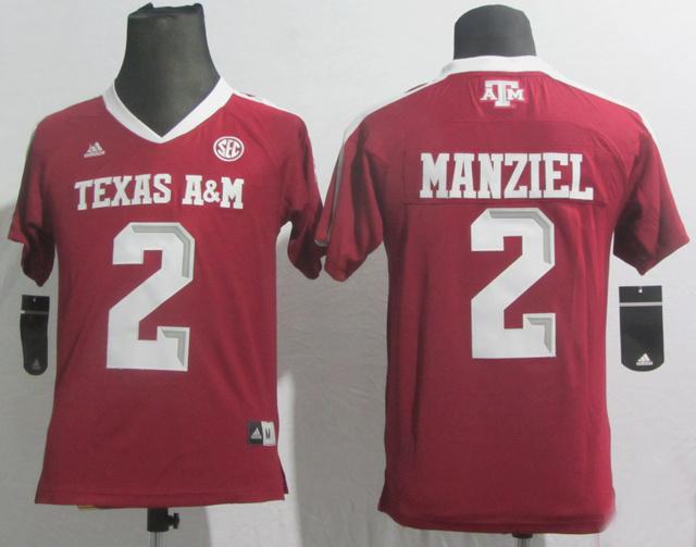 Kids Texas A&ampM Aggies 2 Johnny Manziel Red College Football NCAA Jersey