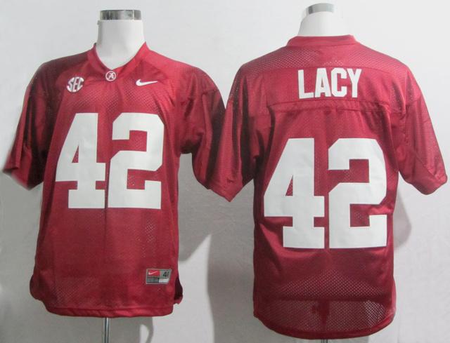 Alabama Crimson Tide 42 Eddie Lacy Red 2012 SEC Patch College Football NCAA Jersey