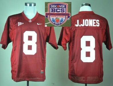 2013 BCS National Championship Alabama Crimson #8 J JONES Red NCAA Football Jersey