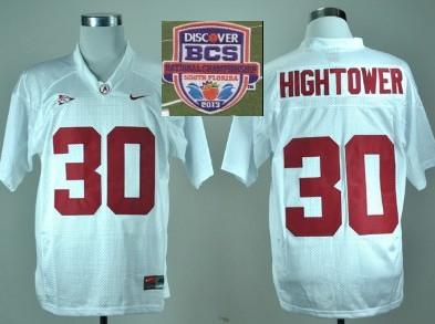2013 BCS National Championship Alabama Crimson 30 Hightower White NCAA Football Jersey