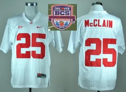 2013 BCS National Championship Alabama Crimson 25 McClain White NCAA Football Jersey