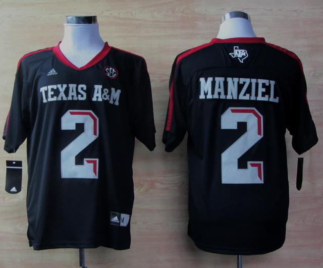 Texas A&M Aggies 2 Johnny Manziel Black Football Techfit NCAA Jerseys