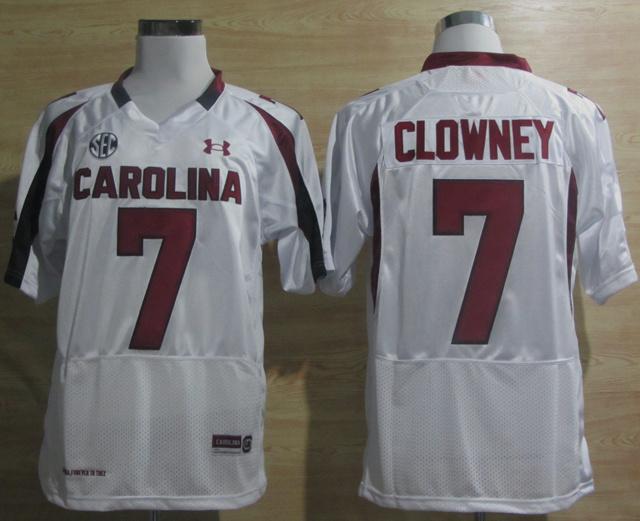 Under Armour South Carolina 7 Javedeon Clowney White New SEC Patch College Football NCAA Jerseys