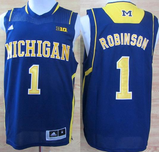 Michigan Wolverines 1 Glenn Robinson III Blue NCAA Basketball Jerseys