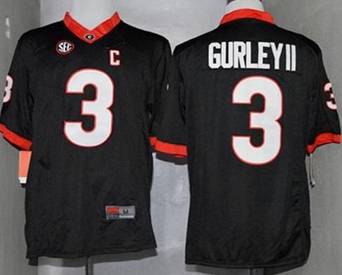 Georgia Bulldogs 3 Todd Gurley II Black Limited SEC Patch Stitched NCAA Jersey