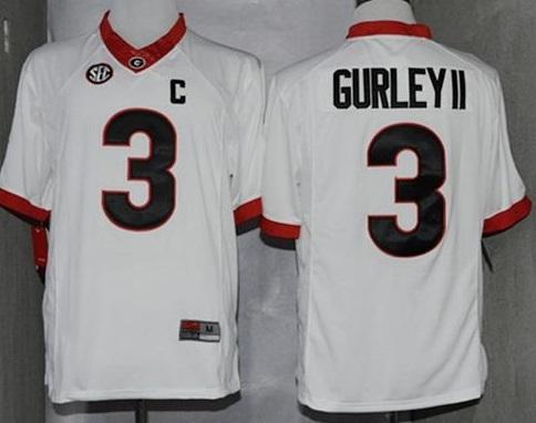 Georgia Bulldogs 3 Todd Gurley II White Limited SEC Patch Stitched NCAA Jersey