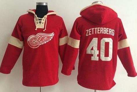 Detroit Red Wings 40 Henrik Zetterberg Red Pullover NHL Hoodie