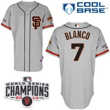 San Francisco Giants #7 Gregor Blanco Grey Road 2 Cool Base Stitched Baseball Jersey W 2014 World Series Champions Patch