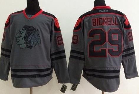 Chicago Blackhawks #29 Bryan Bickell Charcoal Cross Check Fashion Stitched NHL Jersey