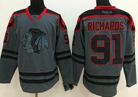 Chicago Blackhawks #91 Brad Richards Charcoal Cross Check Fashion Stitched NHL Jersey