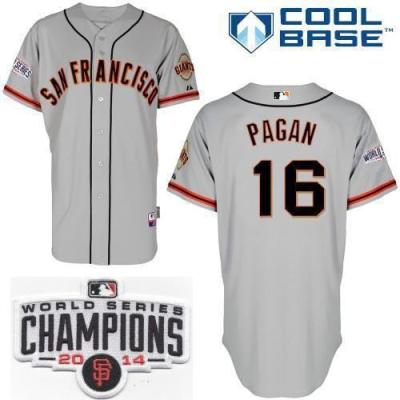 San Francisco Giants #16 Angel Pagan Grey 2014 World Series Champions Patch Stitched MLB Baseball Jersey