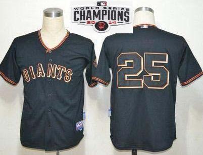 San Francisco Giants #25 Barry Bonds Black 2014 World Series Champions Patch Stitched MLB Baseball Jersey