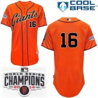 San Francisco Giants #16 Angel Pagan Orange 2014 World Series Champions Patch Stitched MLB Baseball Jersey