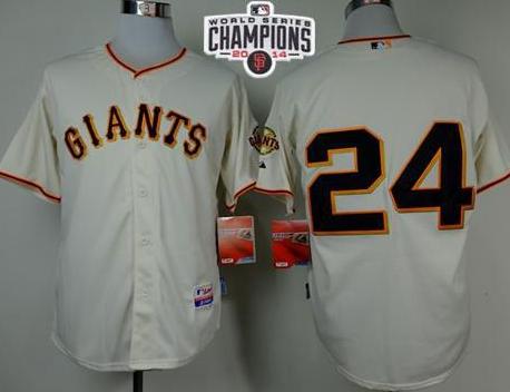 San Francisco Giants #24 Willie Mays Cream Stitched Cool Base Baseball Jersey W 2014 World Series Champions Patch