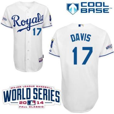 Kansas City Royals #17 Wade Davis White Cool Base Stitched Baseball Jersey W 2014 World Series Patch