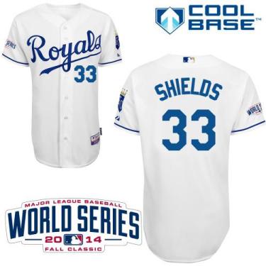 Kansas City Royals #33 James Shields White Cool Base Stitched Baseball Jersey W 2014 World Series Patch