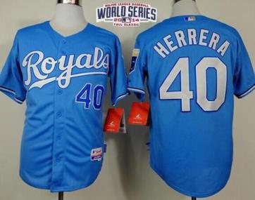 Kansas City Royals #40 Kelvin Herrera Light Blue Cool Base Stitched Baseball Jersey W 2014 World Series Patch