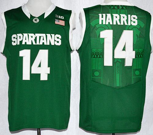Michigan Stata Spartans 14 Gary Harris Green NCAA Authentic Basketball Jerseys