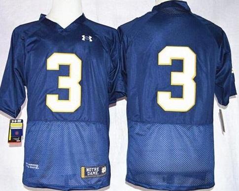 Notre Dame Fighting Irish #3 Joe Montana Navy Blue Shamrock Series Stitched jersey