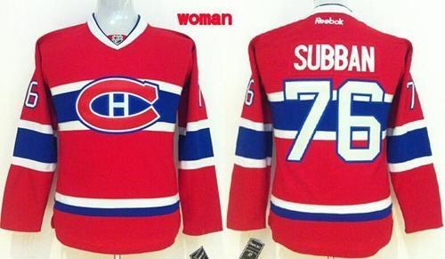 Women's Montreal Canadiens #76 P.K Subban Red Home Stitched NHL jersey