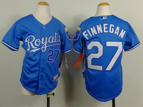 Youth Kansas City Royals #27 Brandon Finnegan Light Blue Cool Base Alternate 1 Stitched Baseball Jersey