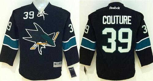 Youth San Jose Sharks #39 Logan Couture Black Stitched NHL Jersey