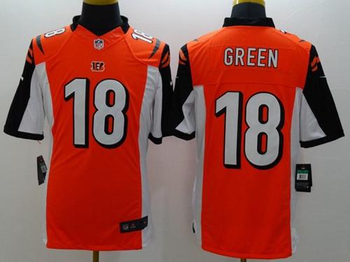 Nike Cincinnati Bengals #18 A.J. Green Orange Alternate Men's Stitched NFL Limited Jersey