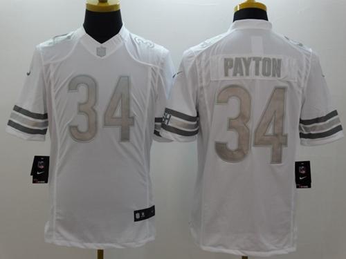 Nike Chicago Bears #34 Walter Payton White Men's Stitched NFL Limited Platinum Jersey
