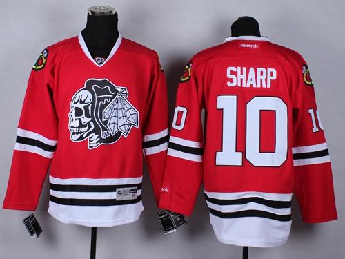Chicago Blackhawks #10 Patrick Sharp Red(White Skull) Stitched NHL Jersey