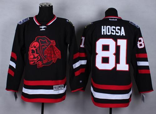 Chicago Blackhawks #81 Marian Hossa Black(Red Skull) 2014 Stadium Series Stitched NHL Jersey
