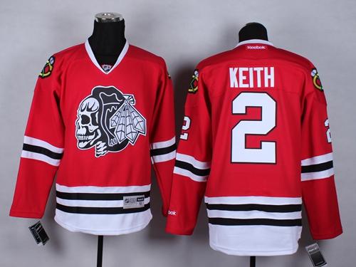Chicago Blackhawks #2 Duncan Keith Red(White Skull) Stitched NHL Jersey