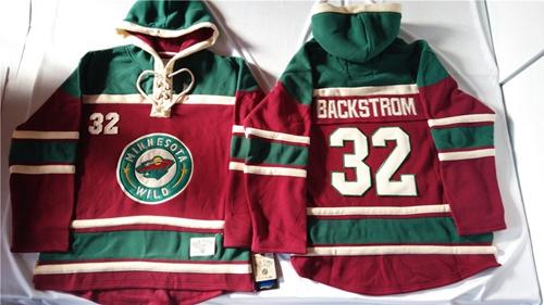 Minnesota Wild #32 Niklas Backstrom Red Sawyer Hooded Sweatshirt Stitched NHL Jersey