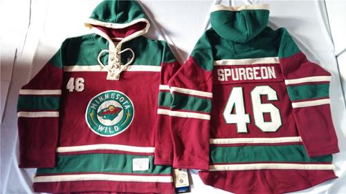 Minnesota Wild #46 Jared Spurgeon Red Sawyer Hooded Sweatshirt Stitched NHL Jersey