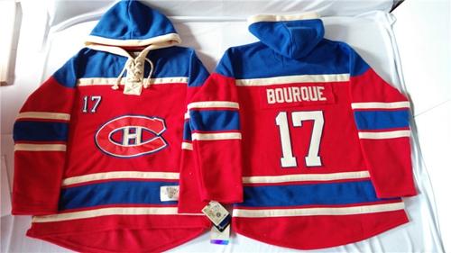 Montreal Canadiens #17 Rene Bourque Red Sawyer Hooded Sweatshirt Stitched NHL Jersey