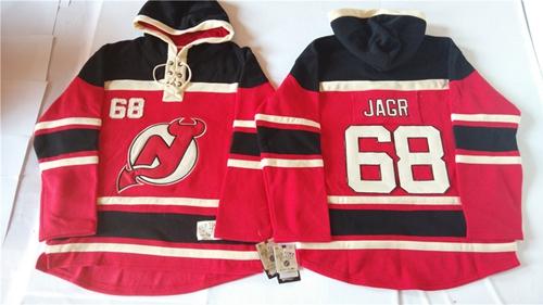 New Jersey Devils #68 Jaromir Jagr Red Sawyer Hooded Sweatshirt Stitched NHL Jersey