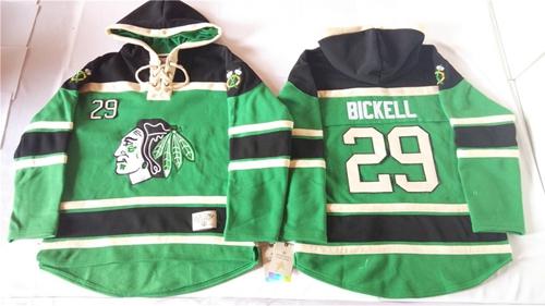 Chicago Blackhawks #29 Bryan Bickell Green St. Patrick's Day McNary Lace Hoodie Stitched NHL jersey