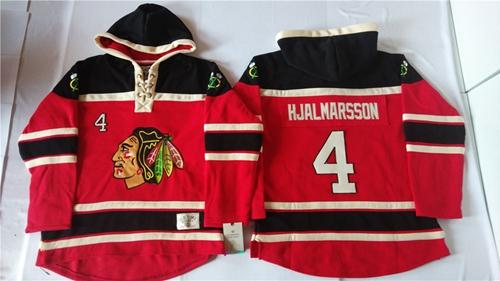 Chicago Blackhawks #4 Niklas Hjalmarsson Red Sawyer Hooded Sweatshirt Stitched NHL Jersey